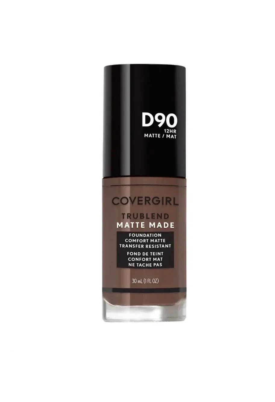 NIB COVERGIRL TruBlend Matte Made Liquid Foundation D90 Espresso 1 fl oz 12HR
